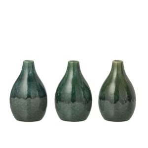 VASE JEANNE STONEWARE DARK GREEN ASSORTMENT OF 3