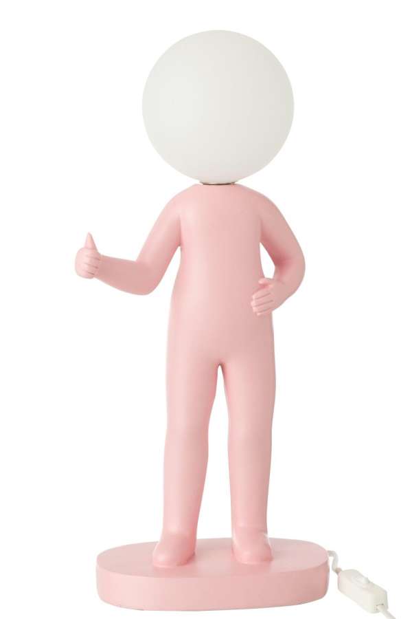 TABLE LAMP THUMBS UP RESIN PINK