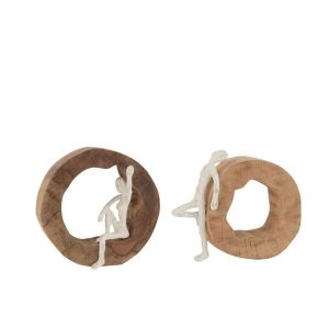 FIGURE RESTING WOOD ALUMINIUM NATURAL/WHITE ASSORTMENT OF 2