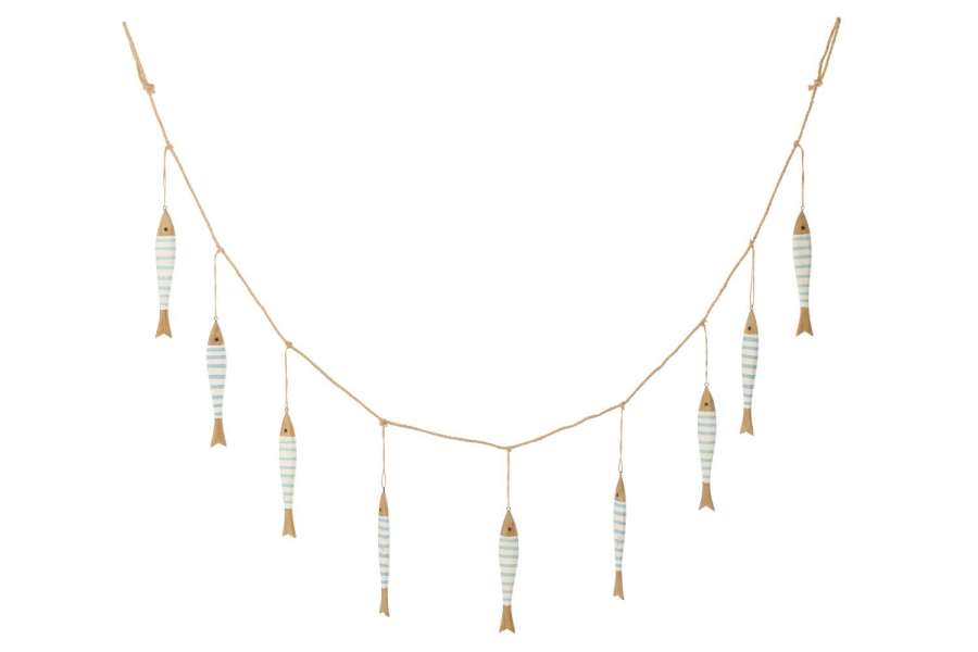 GARLAND FISH PAULOWNIA WOOD NATURAL/LIGHT BLUE