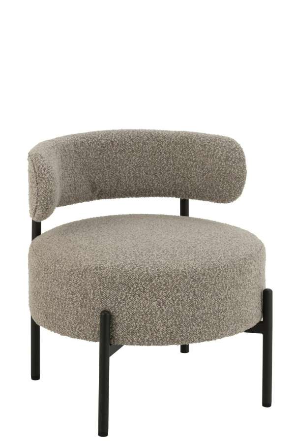 LOUNGE CHAIR BOUCLE PLYWOOD/POLYESTER GREY/BLACK