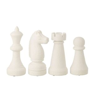 CHESS PIECE POLYRESIN WHITE LARGE ASSORTMENT OF 4