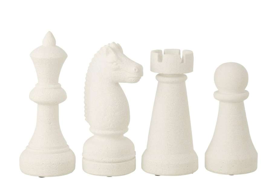 CHESS PIECE POLYRESIN WHITE LARGE ASSORTMENT OF 4