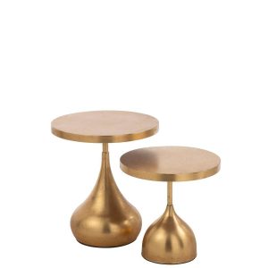 SET OF 2 SIDE TABLES DROP METAL GOLD