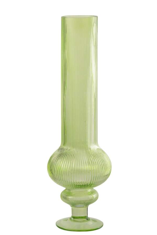 VASE ADA RIBBED GLASS GREEN LARGE