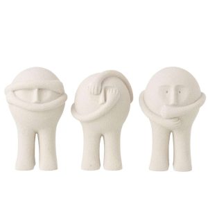 FIGURINE BOLLIE RESIN LIGHT GREY LARGE ASSORTMENT OF 3