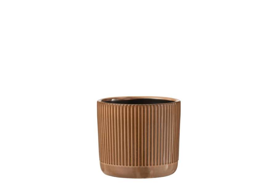 FLOWERPOT LINE CERAMIC ORANGE/BEIGE SMALL