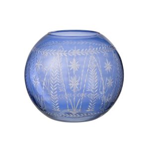 VASE TARIFA ROUND GLASS BLUE