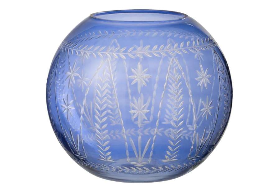 VASE TARIFA ROUND GLASS BLUE