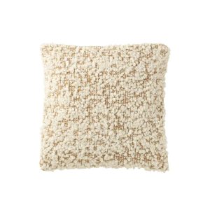 CUSHION SQUARE BOUCLÉ COTTON/POLYESTER CAMEL/CREAM