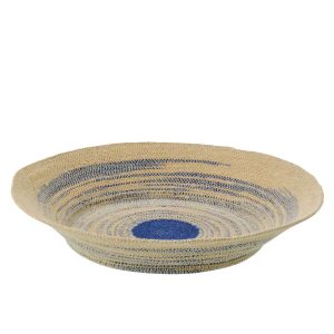 DECORATIVE TRAY STRIPED SEAGRASS NATURAL/BLUE