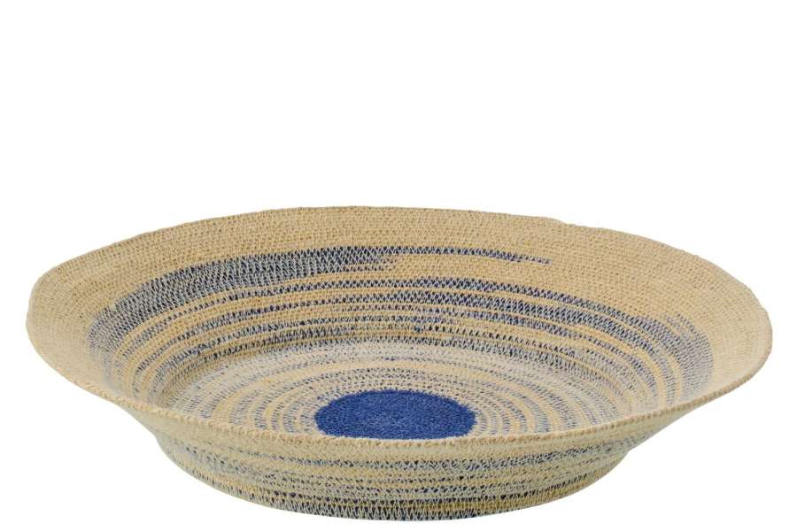 DECORATIVE TRAY STRIPED SEAGRASS NATURAL/BLUE
