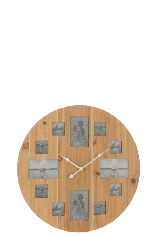 WALL CLOCK PHOTO MDF NATURAL