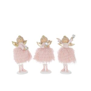 ANGEL DIAMOND HEART POLYRESIN LIGHT PINK LARGE ASSORTMENT OF 3