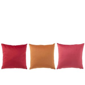 CUSHION VELVET OCHRE/PINK ASSORTMENT OF 3