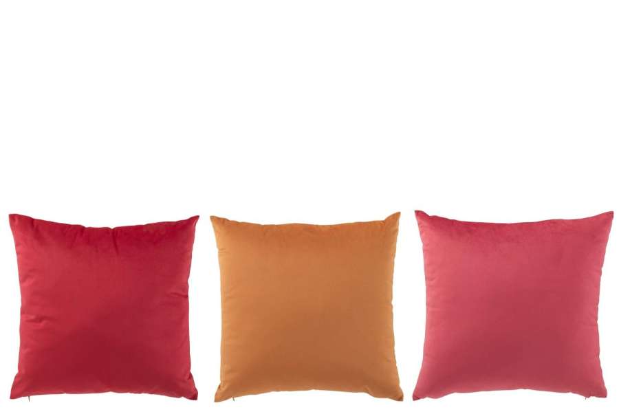 CUSHION VELVET OCHRE/PINK ASSORTMENT OF 3