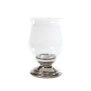 Stormlykt / Lyslykt til kubbelys i  Sølv og glass- 28Cm
