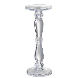 CANDLESTICK/CANDLE HOLDER LETI GLASS TRANSPARENT LARGE