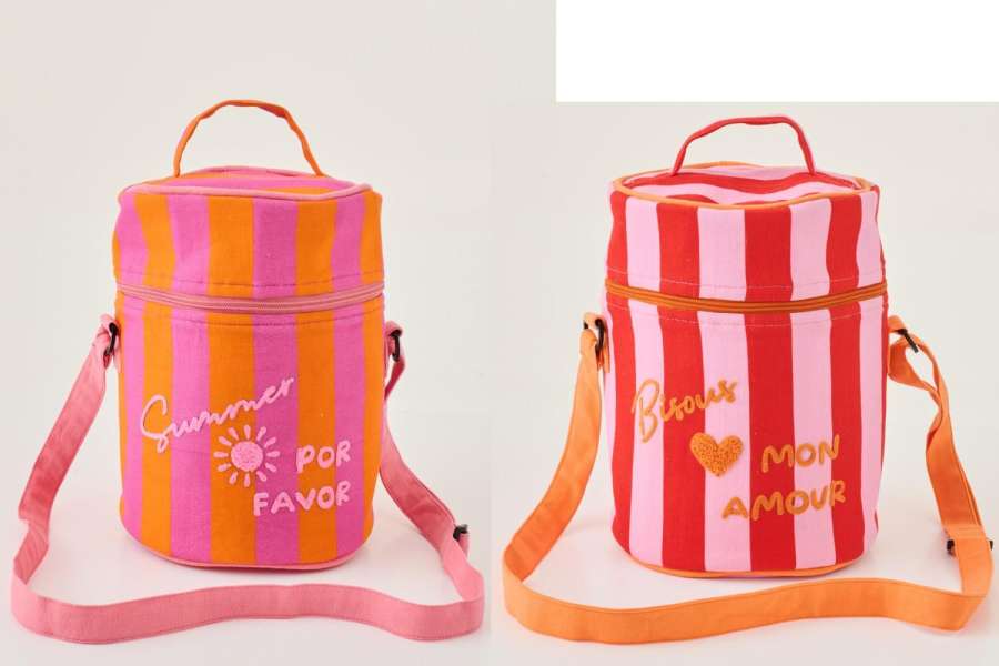 LUNCH BAG SUMMER/BISOUS STRIPED COTTON MULTI ASSORTMENT OF 2