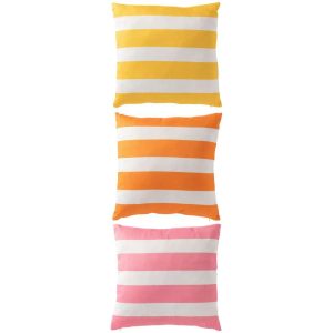 CUSHION OUTDOOR SQUARE STRIPED POLYESTER MULTICOLORED ASSORTMENT OF 3