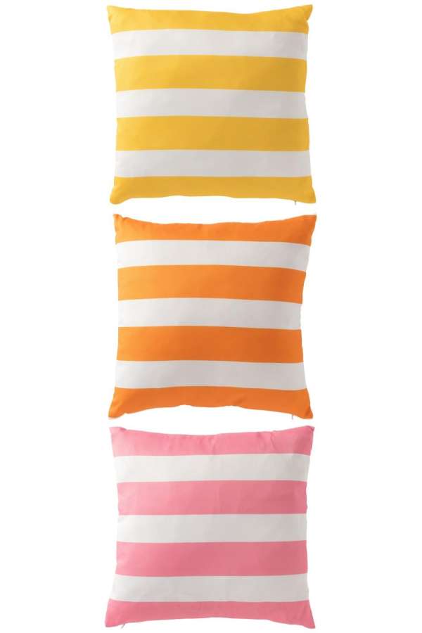 CUSHION OUTDOOR SQUARE STRIPED POLYESTER MULTICOLORED ASSORTMENT OF 3