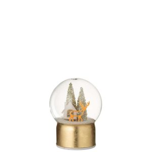 BALL LED REINDEER GLASS GOLD COLORED/WHITE SMALL