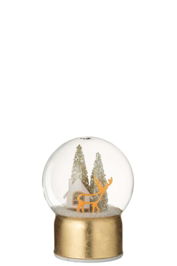BALL LED REINDEER GLASS GOLD COLORED/WHITE SMALL