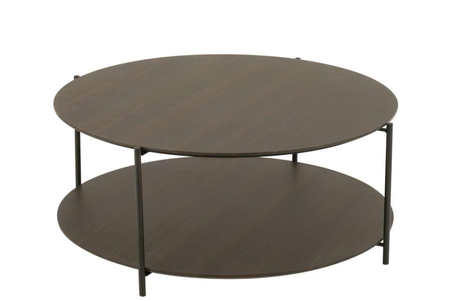 COFFEE TABLE ROUND MDF/METAL DARK BROWN SMALL