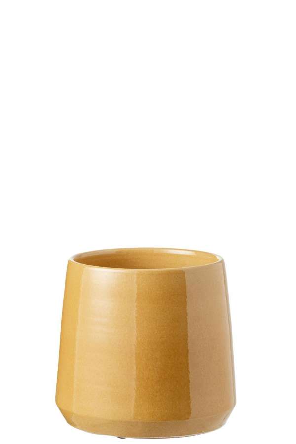 FLOWERPOT ROUND CERAMIC OCHRE MEDIUM