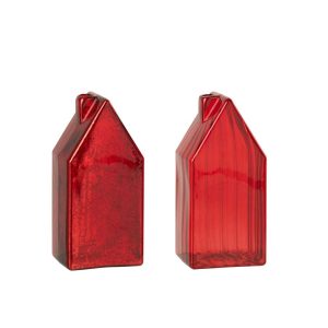 HOUSE GLASS CHRISTMAS RED LARGE ASSORTMENT OF 2