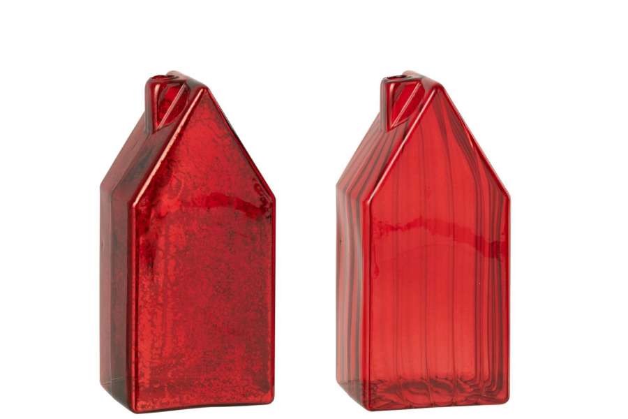 HOUSE GLASS CHRISTMAS RED LARGE ASSORTMENT OF 2