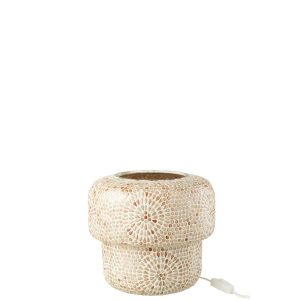 TABLE LAMP MOSAIC GLASS BEIGE/WHITE MEDIUM