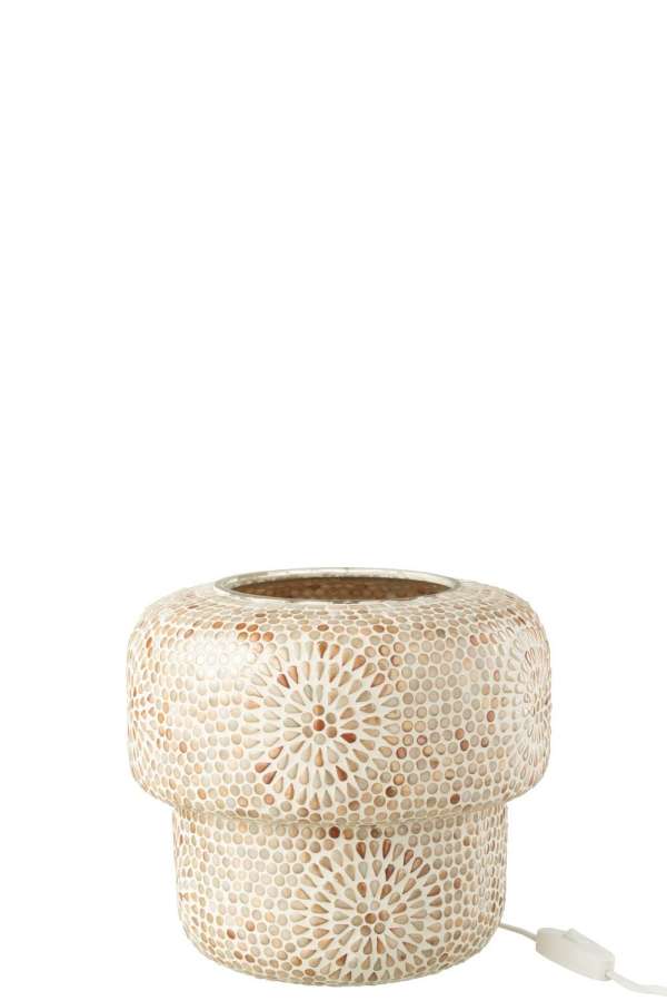 TABLE LAMP MOSAIC GLASS BEIGE/WHITE MEDIUM