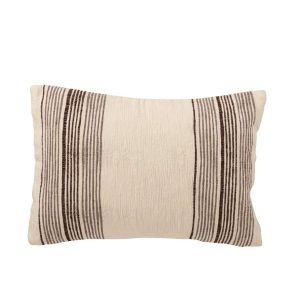 CUSHION RECTANGLE STRIPED COTTON ECRU/DARK BROWN