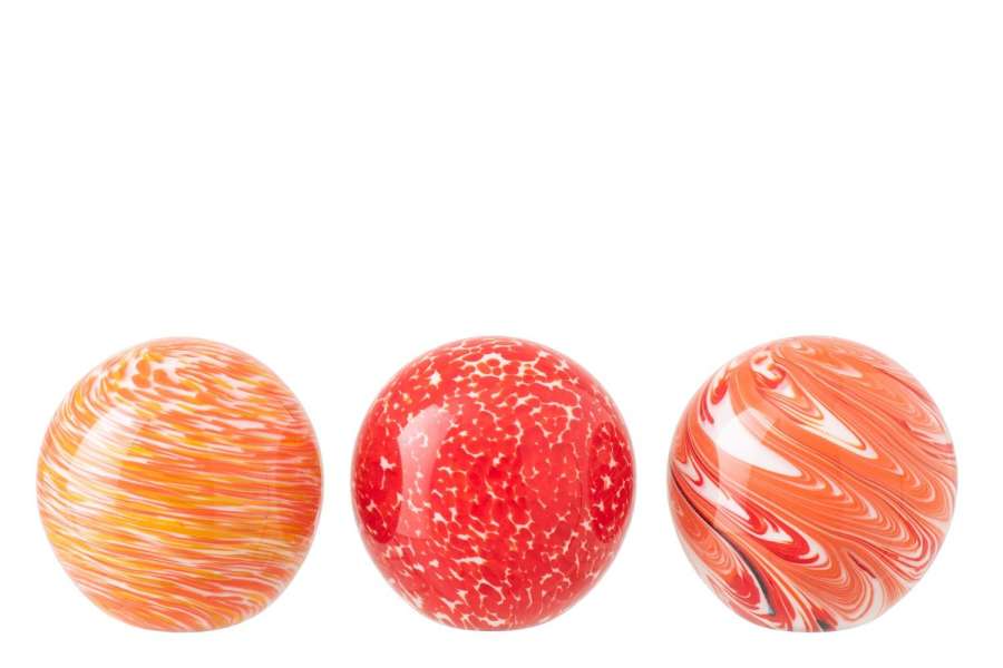 PAPERWEIGHT BALL GLASS ORANGE SMALL ASSORTMENT OF 3