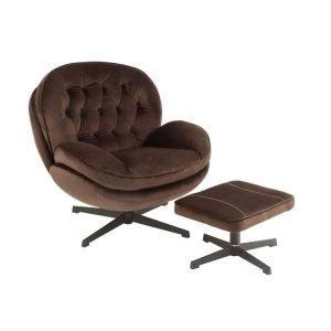 RELAX SOFA+ FOOTSTOOL METAL/TEXTILE DARK BROWN