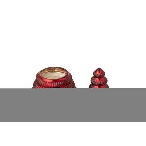 SCENTED CANDLE TREE RIBBED GLASS CHRISTMAS RED SMALL