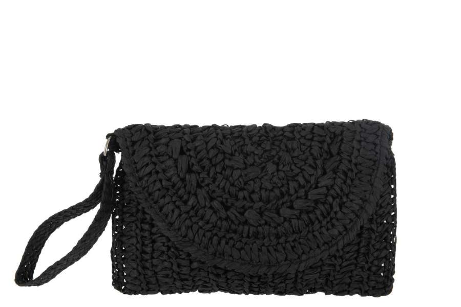 CLUTCH BAG STRAP PAPER BLACK
