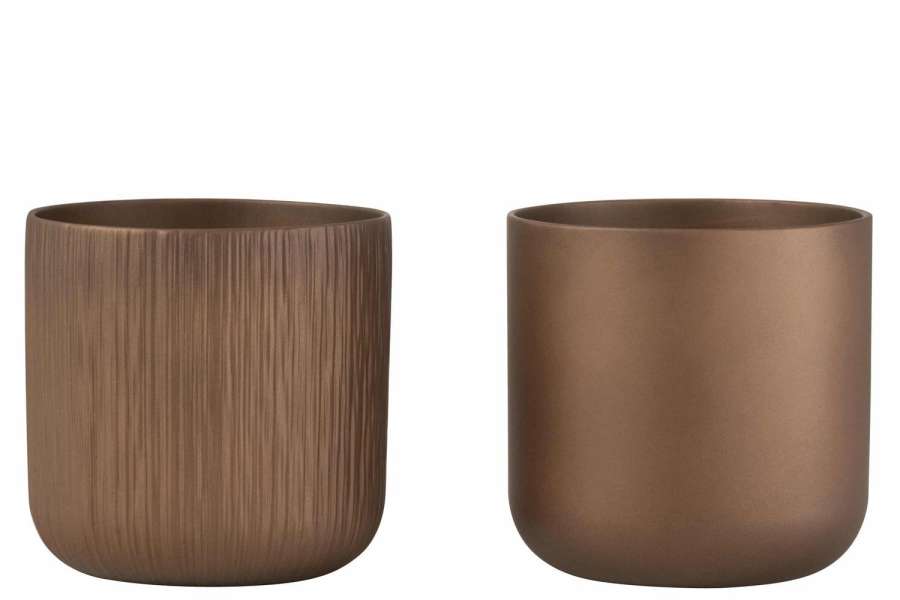 FLOWERPOT GEN CERAMIC GOLD/COPPER XXL ASSORTMENT OF 2