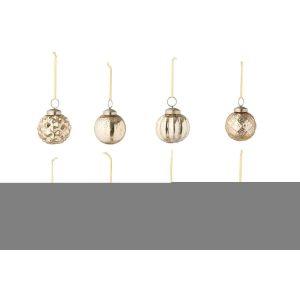 BOX OF 40 CHRISTMAS BAUBLE 8 PATTERNS GLASS GOLD COLORED