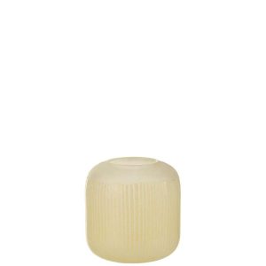 VASE STRIPES GLASS LIGHT YELLOW SMALL