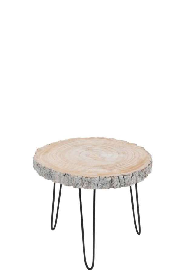 SIDETABLE PAULOWNIA WOOD/IRON GREY WASH SMALL