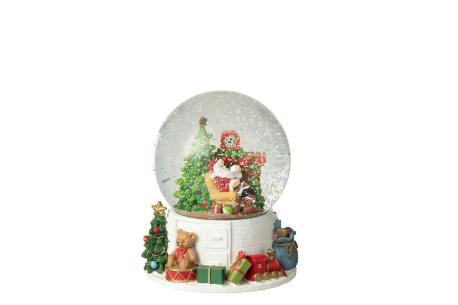 WATER GLOBE SANTA CLAUS CHIMNEY PLASTIC MULTICOLORED