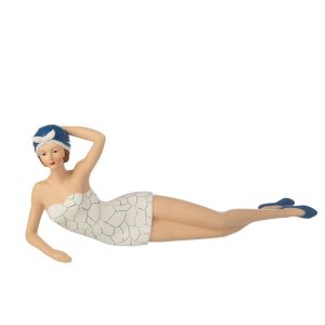 WOMAN SWIMSUIT + LYING POLYRESIN WHITE