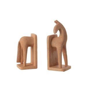SET OF 2 BOOKEND HORSE MODERN RESIN TERRA