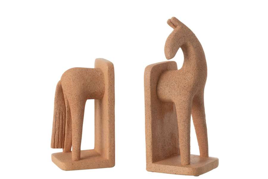 SET OF 2 BOOKEND HORSE MODERN RESIN TERRA