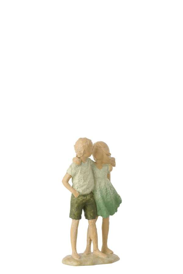 CHILDREN BOY + GIRL POLYRESIN GREEN/ECRU