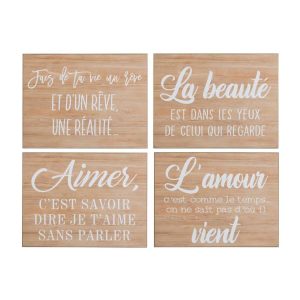 PLACARD HORIZONTAL FR WHITE TEX WOOD NATURAL ASSORTMENT OF 4