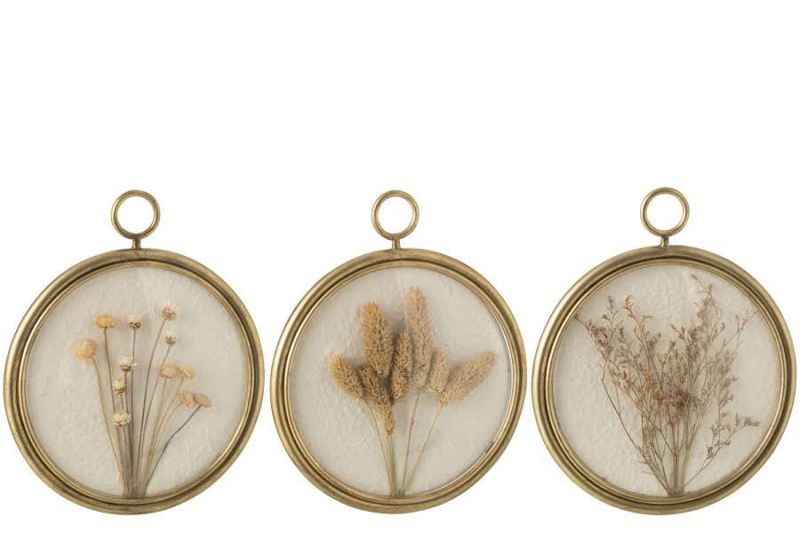 WALL DECORATION SEED IRON/MDF MIX ASSORTMENT OF 3