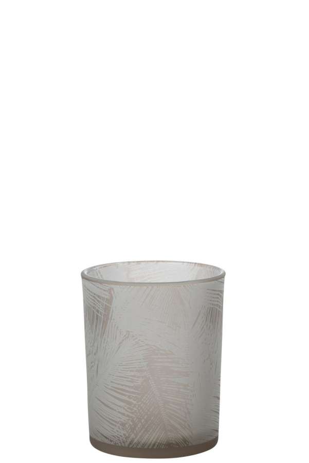 HURRICANE LEAVES GLASS BEIGE MEDIUM